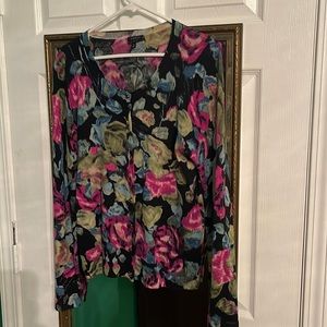 Size M Talbots 100% Merino Wool multicolor cardigan with jeweled accent buttons